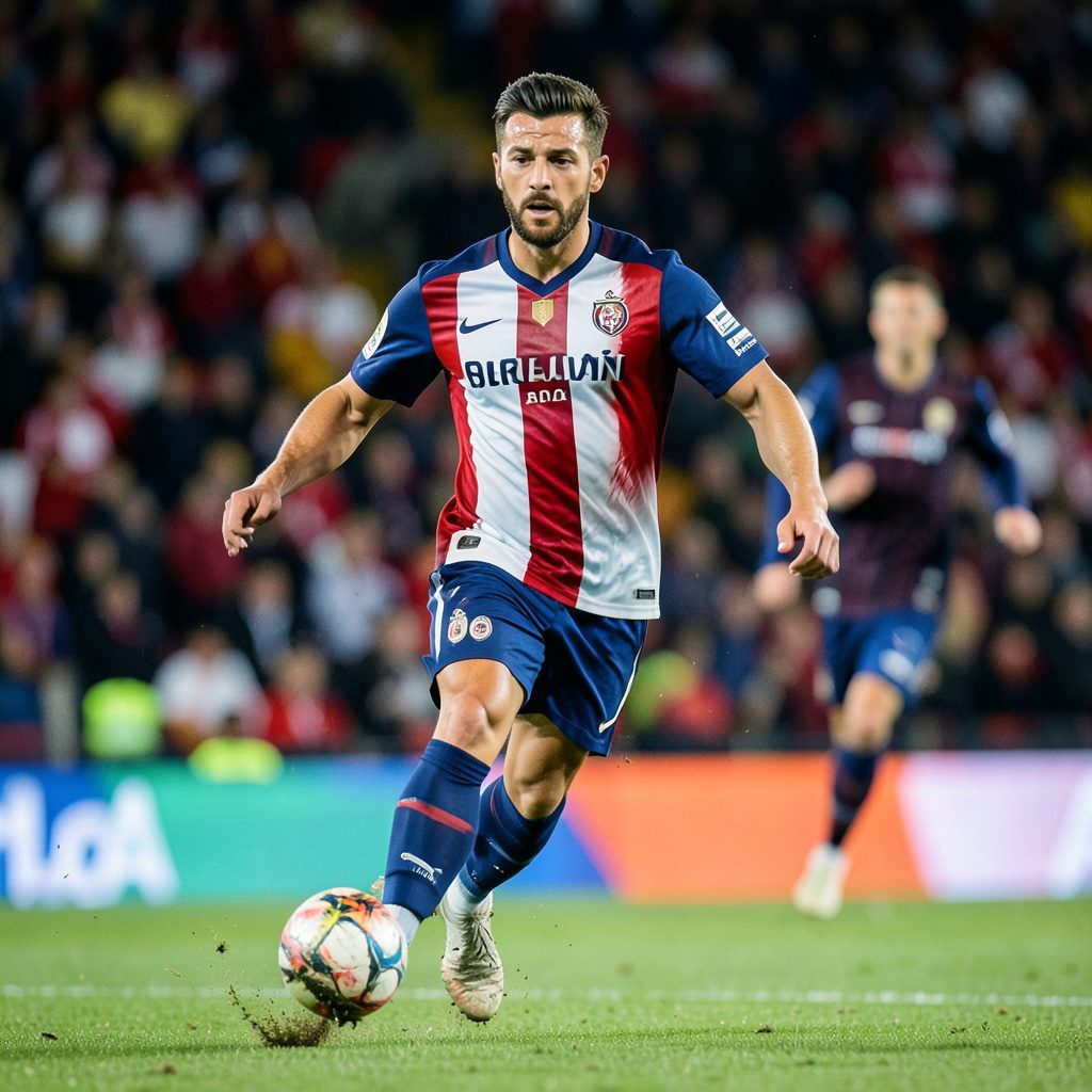 Süper Lig heyecanını stadyum yeşili ve derin mavi tonlarda yansıtan geniş bir futbol sahası manzarası