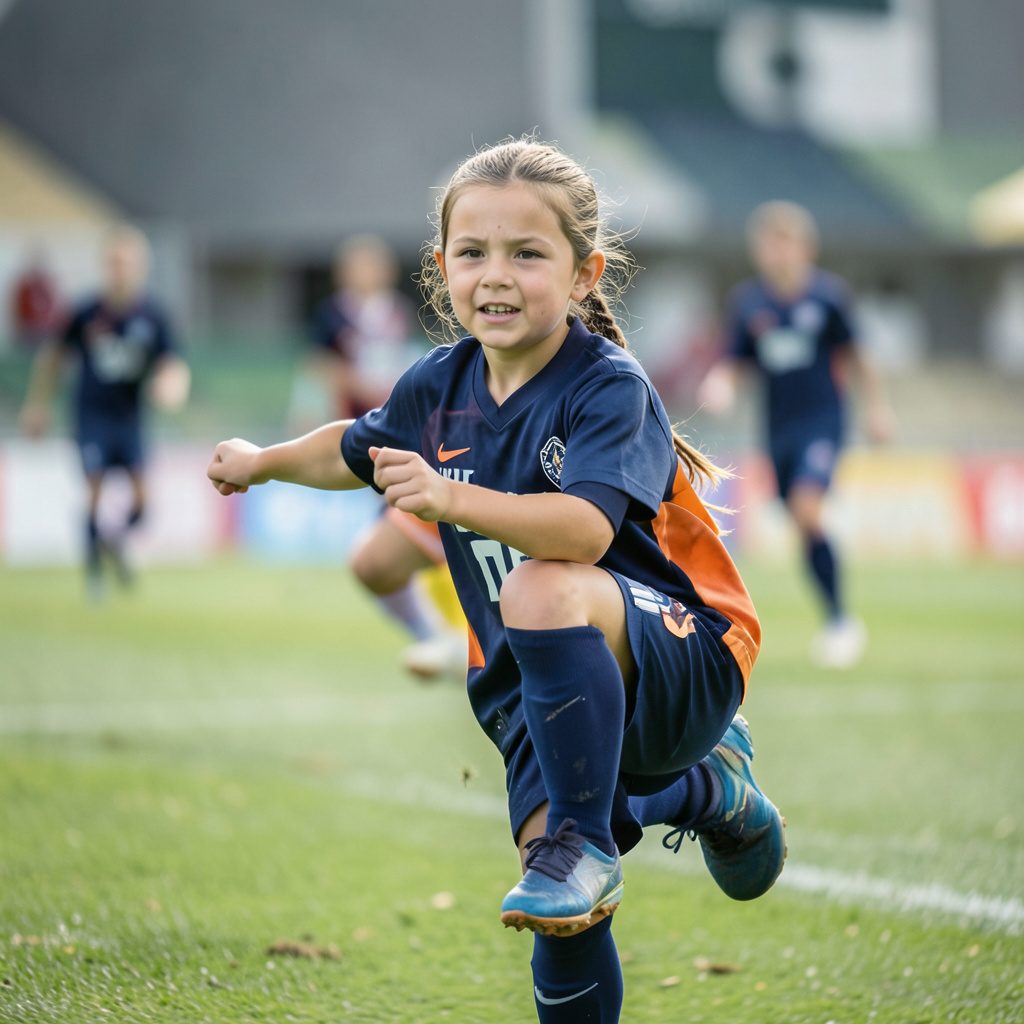 Yeşil futbol sahasında stadyum ışıkları altında gece maç atmosferi, koyu lacivert arka plan ve sıcak sarı ışık yansımaları